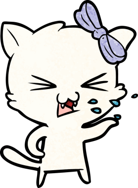 Bir insan tarafından çizilmiş çizgi film kedisi.