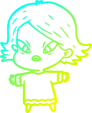 Bir insan tarafından çizilmiş soğuk gradyan çizgi çizimi stresli bir kadın