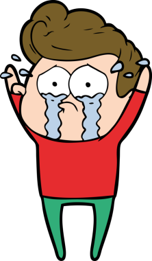 Bir insan tarafından çizilmiş ağlayan bir karikatür.