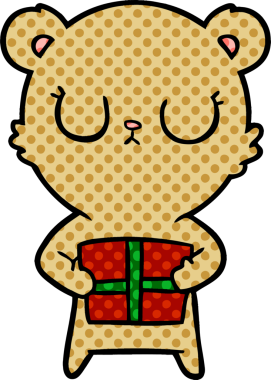 Bir insan tarafından çizilmiş barışçıl çizgi film ayısı.