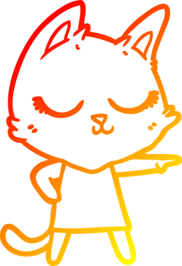 Bir insan tarafından çizilmiş sakin bir çizgi film kedisinin sıcak çizgi çizimi