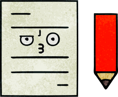 Bir insan tarafından çizilmiş bir test kağıdının retro grunge desen karikatürü