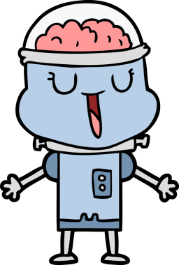 Bir insan tarafından çizilmiş mutlu çizgi film robotu