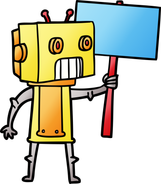 Bir insan tarafından çizilmiş çizgi film robotu