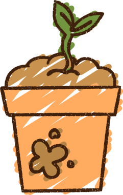 Bir insan tarafından çizilmiş saksı bitkisi tebeşiri.