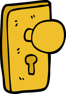 Bir insan tarafından çizilmiş bir anahtar deliğiyle karalama kapı kolu.