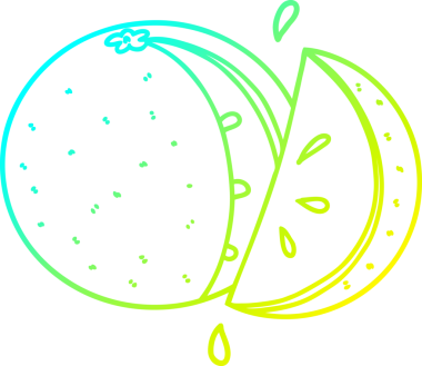 Bir insan tarafından çizilen portakal diliminin soğuk gradyan çizgisi.