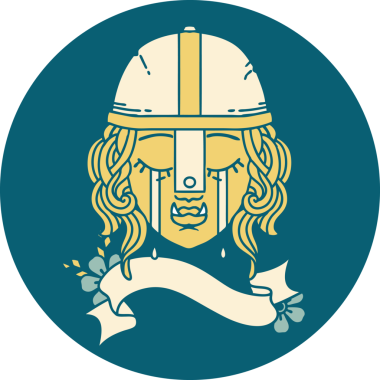 Retro Dövme Tarzı Ağlayan Ork Savaşçısı karakteri bir insan tarafından çizilmiş