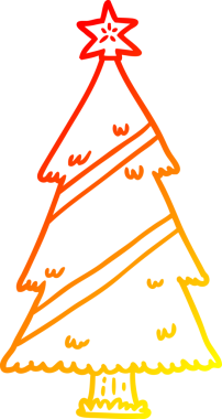 Bir insan tarafından çizilmiş bir Noel ağacının sıcak gradyan çizgisi.