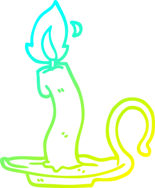 Bir insan tarafından çizilmiş yanan bir mumun soğuk gradyan çizgisi.