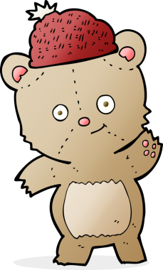 Bir insan tarafından çizilmiş şapkalı çizgi film ayısı.