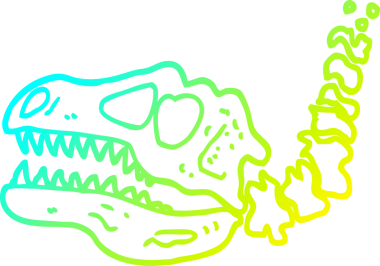 Bir insan tarafından çizilmiş bir karikatür dinozor kemiğinin soğuk gradyan çizgisi