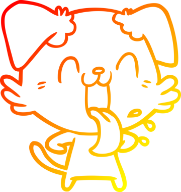 Bir insan tarafından çizilmiş çizgi film köpeğinin sıcak çizgi çizimi