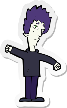 Bir insan tarafından çizilmiş bir vampir adamın çıkartması.