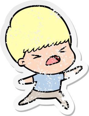 Bir insan tarafından çizilmiş stresli bir çizgi film çıkartması.