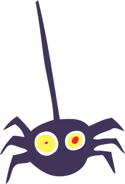 Bir insan tarafından çizilen cadılar bayramı örümceğinin düz renk çizimi