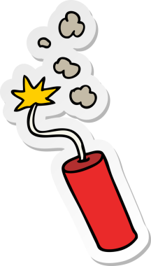 Bir insan tarafından çizilmiş dinamit çubuğunun el çizimi karikatür karikatürü.