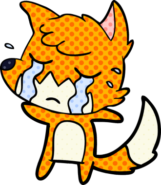 Bir insan tarafından çizilmiş ağlayan tilki çizgi filmi.