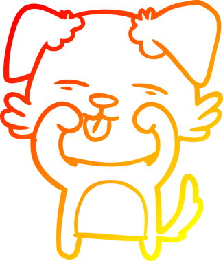 Bir çizgi film köpeğinin sıcak çizgi çizimi bir insan tarafından çizilmiş gözlerini ovalıyor.