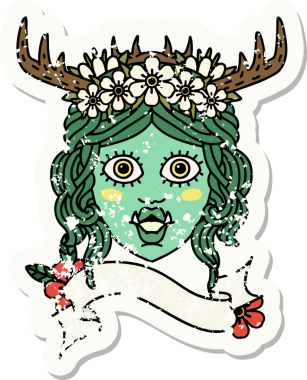 Bir insan tarafından çizilmiş bir ork Druid karakterinin grunge çıkartması