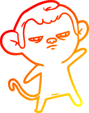 Bir insan tarafından çizilmiş çizgi film maymunu çizimi