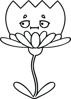 Bir insan tarafından çizilmiş bir çiçeğin çizgi çizimi