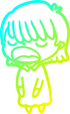 Bir insan tarafından yüksek sesle çizilmiş bir karikatür kadın çizimi.