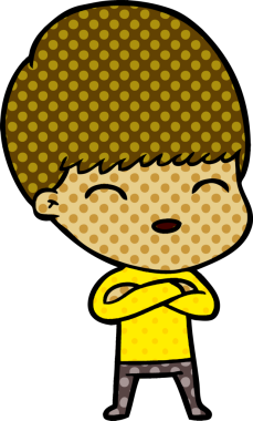 Bir insan tarafından çizilmiş mutlu çizgi film çocuğu.