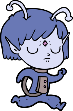 Bir insan tarafından çizilmiş uzaylı kız.