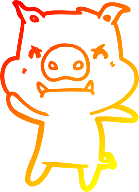 Bir insan tarafından çizilmiş kızgın çizgi film domuzu çizimi.