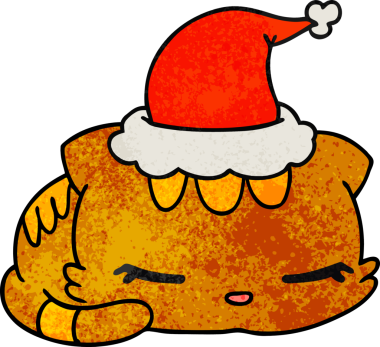 Bir insan tarafından çizilmiş kawaii kedisinin el yapımı karikatürü.