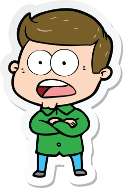 Bir insan tarafından çizilmiş bir karikatür çıkartması.