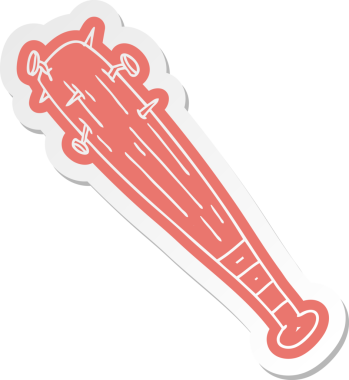 Bir insan tarafından çizilmiş çivili bir yarasanın çizgi film etiketi.