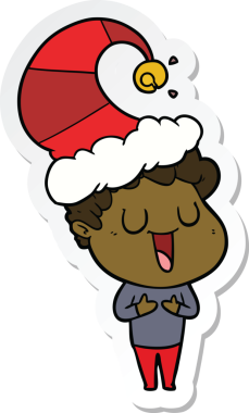 Bir insan tarafından çizilmiş, gülen bir karikatürcünün çıkartması.