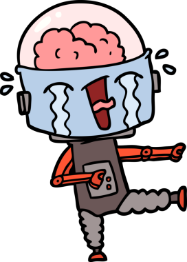 Bir insan tarafından çizilmiş ağlayan robot çizimi.