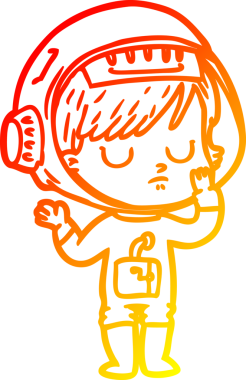 Bir insan tarafından çizilmiş bir astronot kadın çizgi çizimi.