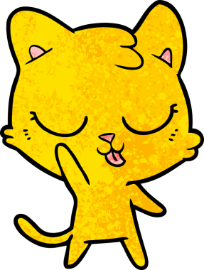 Bir insan tarafından çizilmiş çizgi film kedisi.