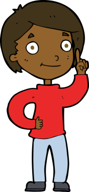 Bir insan tarafından çizilmiş bir fikri olan çizgi film çocuğu.