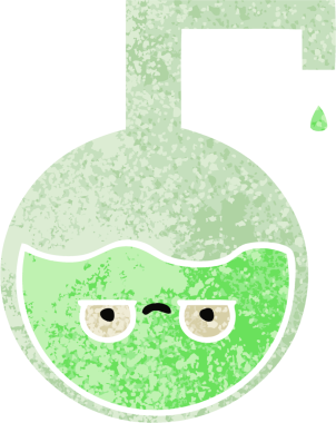 Bir insan tarafından çizilmiş bilimsel bir deneyin retro çizim tarzı karikatürü