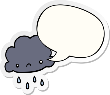 Bir insan tarafından çizilmiş konuşma balonu çıkartmalı karikatür fırtına bulutu.