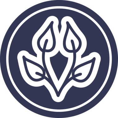 Bir insan tarafından çizilmiş doğal yaprak dairesel simgesi