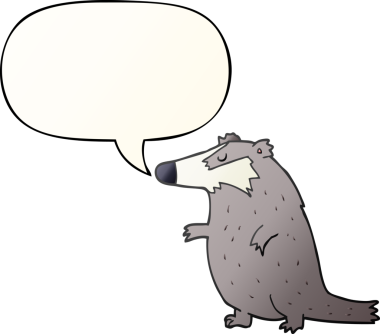 Bir insan tarafından çizilmiş, konuşma baloncuklu çizgi film porsuğu.