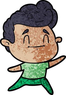 Bir insan tarafından çizilmiş mutlu çizgi film adamı.