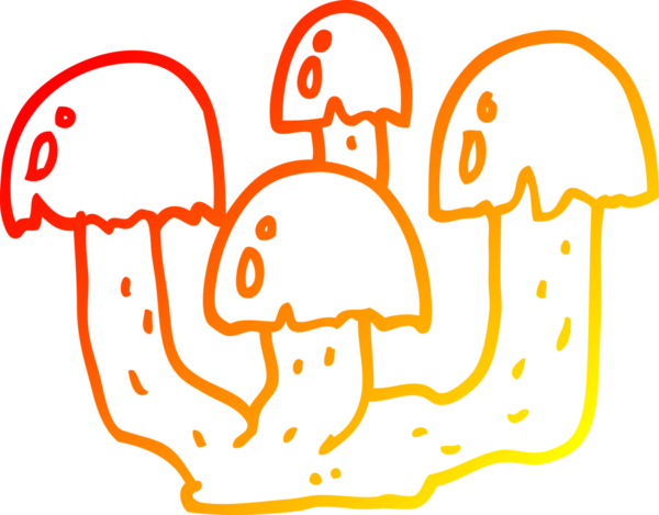 Bir insan tarafından çizilmiş bir mantarın sıcak gradyan çizimi