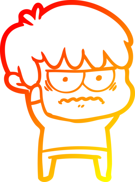 Bir insan tarafından çizilmiş kızgın çizgi film çocuğunun sıcak çizgi çizimi.