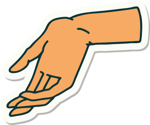 Bir insan tarafından çizilmiş geleneksel bir el dövmesi çıkartması.