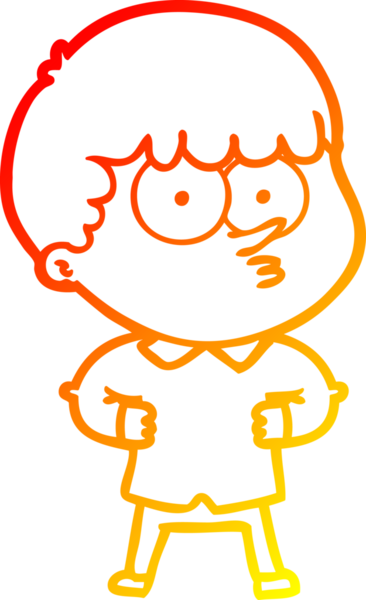 Bir insan tarafından çizilmiş, çizgi film karakteri meraklı bir çocuk çizimi.