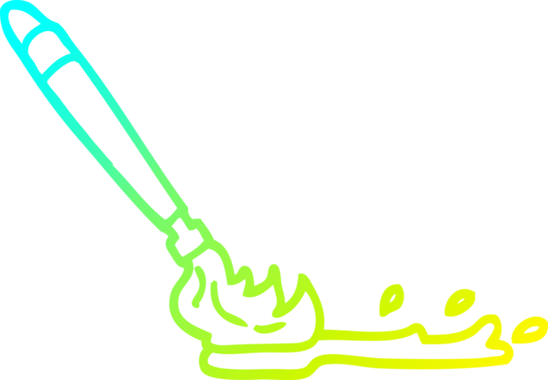 Bir insan tarafından çizilmiş bir karikatür fırçasının soğuk gradyan çizimi