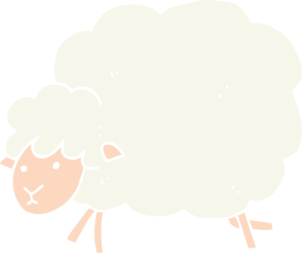 Bir insan tarafından çizilmiş düz renkli çizgi film koyunu