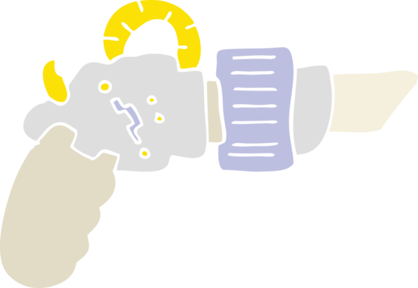 Bir insan tarafından çizilmiş düz renkli ışın tabancası
